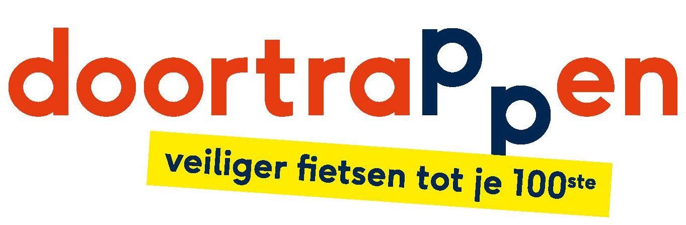 Doortrappen logo 2019 met pay off Veiliger fietsen tot je 100ste